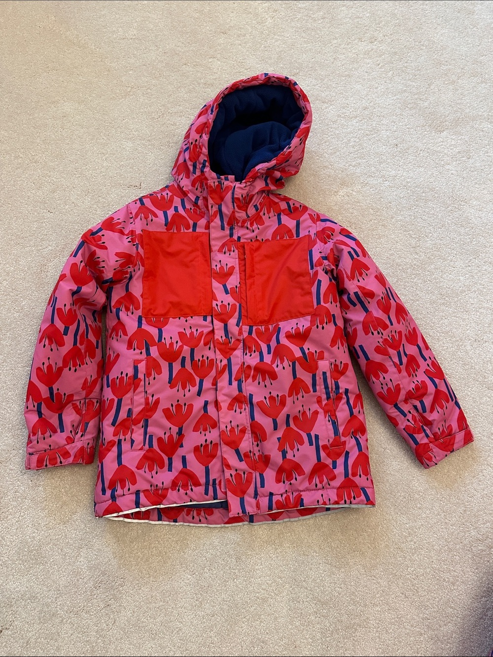 Hanna Andersson Pink Jacket with Red Floral Print and Matching Pants